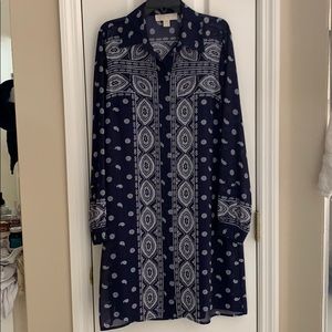 Michael Kors L/S Paisley Dress Navy/Wht Size P/M